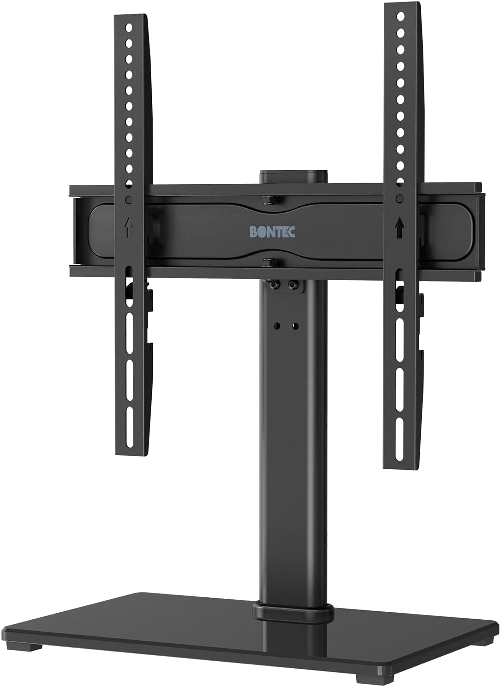 BONTEC Swivel TV Stand for 24-60 inch TVs, Height Adjustable, Glass Base