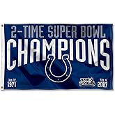 Indianapolis Colts 2X and 2 Time Super Bowl Champions Flag Outdoor Indoor 3x5 Foot Banner