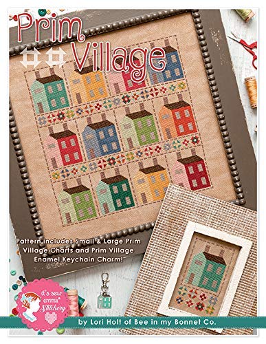 Fat Quarter Shop Cross Stitch Pattern, Prim Village W/Enamel Charm, by The Yard