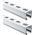 Generic IRONROBUST 4.75 Feet Length Strut Channel Trolley Track，1-5/8"" Wide and high 12 Gauge Metal Steel U Channel with Thick Galvanized Steel Strip Groove Back, Sturdy and Durable., silver-2pack