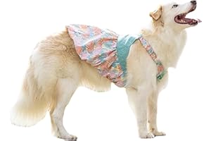 FLAdorepet Dog Dress for Large Dogs Girls,Floral Dog Wedding Dress Birthday Easter Dresses,Spring Summer Dog Clothes for Bulldog Labrador Rottweiler (Pink, 7XL(Chest 35.4inch))