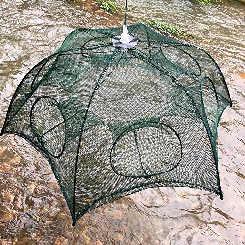 Isali Tools - New ETT 4-20 Holes Automatic Folding Fishing Net Shrimp Cage Nylon Foldable Crab Fish Trap Cast Net Cast Folding Fishing Network - (Color: 10 Sides 20 Holes Di)