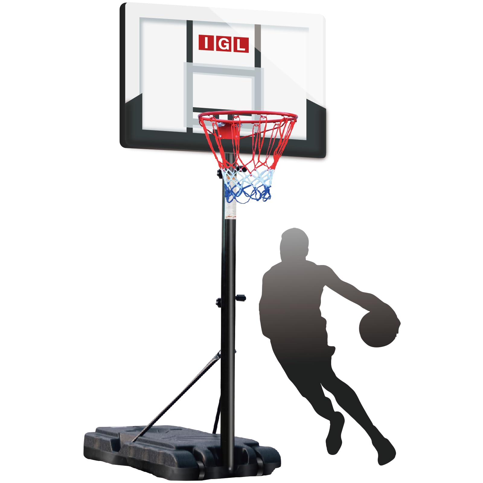 IGL Portable Basketball Hoop, 5.6-10FT Adjustable