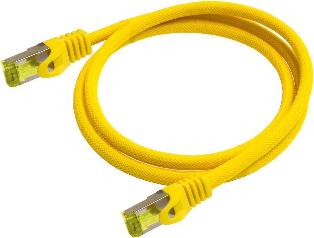 Python Series Ethernet LAN Patch Cable with RNS latch protection and Nylon Mesh yellow yellow 1 m - Image 3