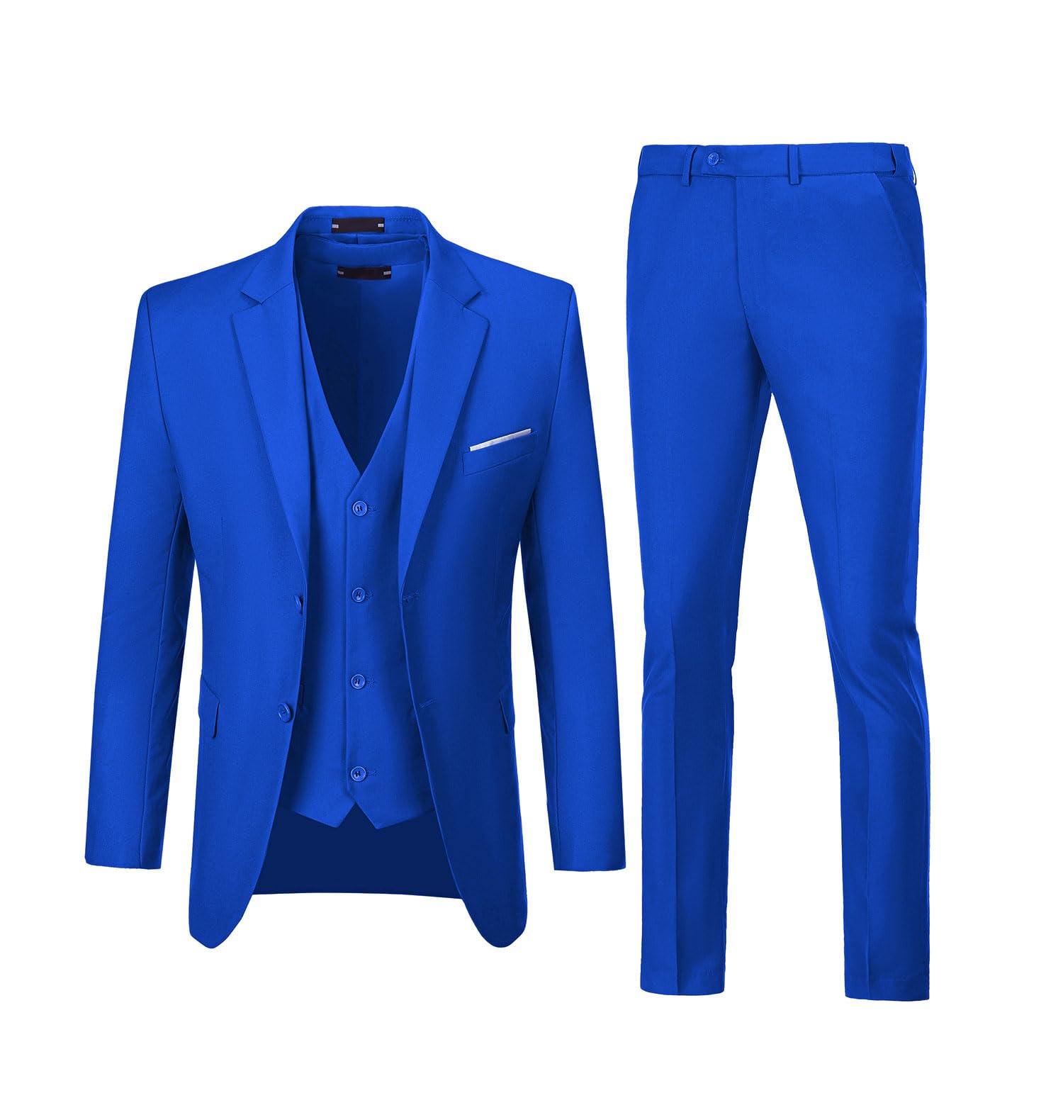Photo 1 of Men Suits Set Royal Blue Slim Fit Wedding Suit Groomsmen Prom Suit Tuxedo Business Formal Casual Groom Jacket Blazer Pants