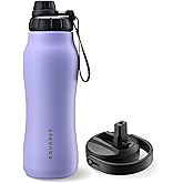 AQUABEE Insula Stainless Steel Water Bottle with Spout & Straw lid, BPA Free & Leakproof, Double Walled Vacuum Insulated water bottle for Sports, Bike, Travel & Hiking (Lavender, 24 Oz)