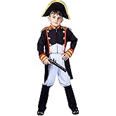 KalcyKizz Boy's Napoleon Costume Navy Red yellow