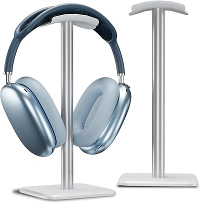 Alyvisun Headphone Stand Silver Weighted Base Taller Height Headset Holder Desk