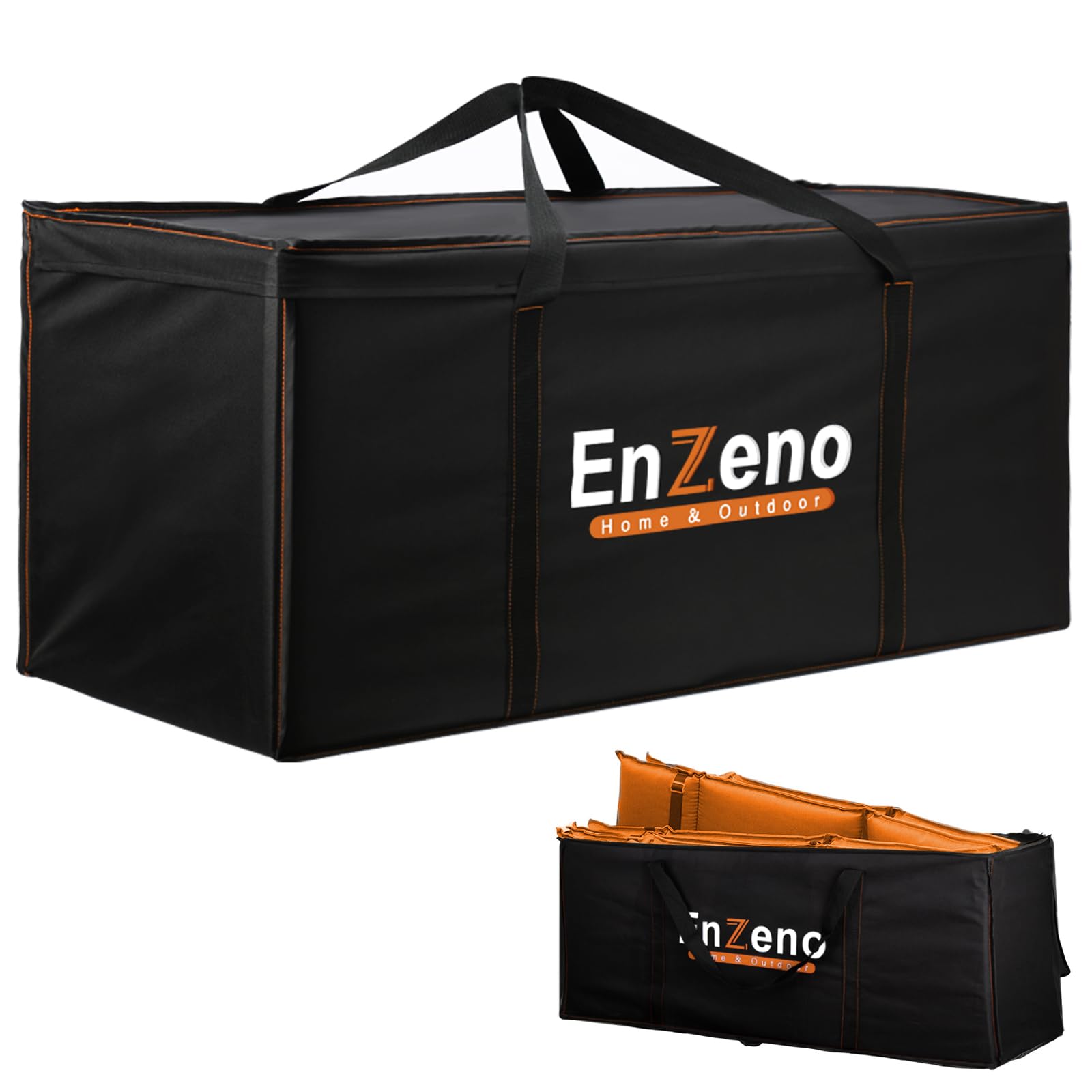 Enzeno Garden Furniture Cushion Storage Bag, 420D Oxford Fabric, Anti-UV Christmas Tree Storage Bag with Carry Handle and Zipper (200x60x75cm), Black