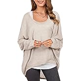 ZANZEA Women's Off The Shoulder Batwing Tops Casual Loose Oversized Tshirts Long Sleeve Fall Pullover Sweater Tops