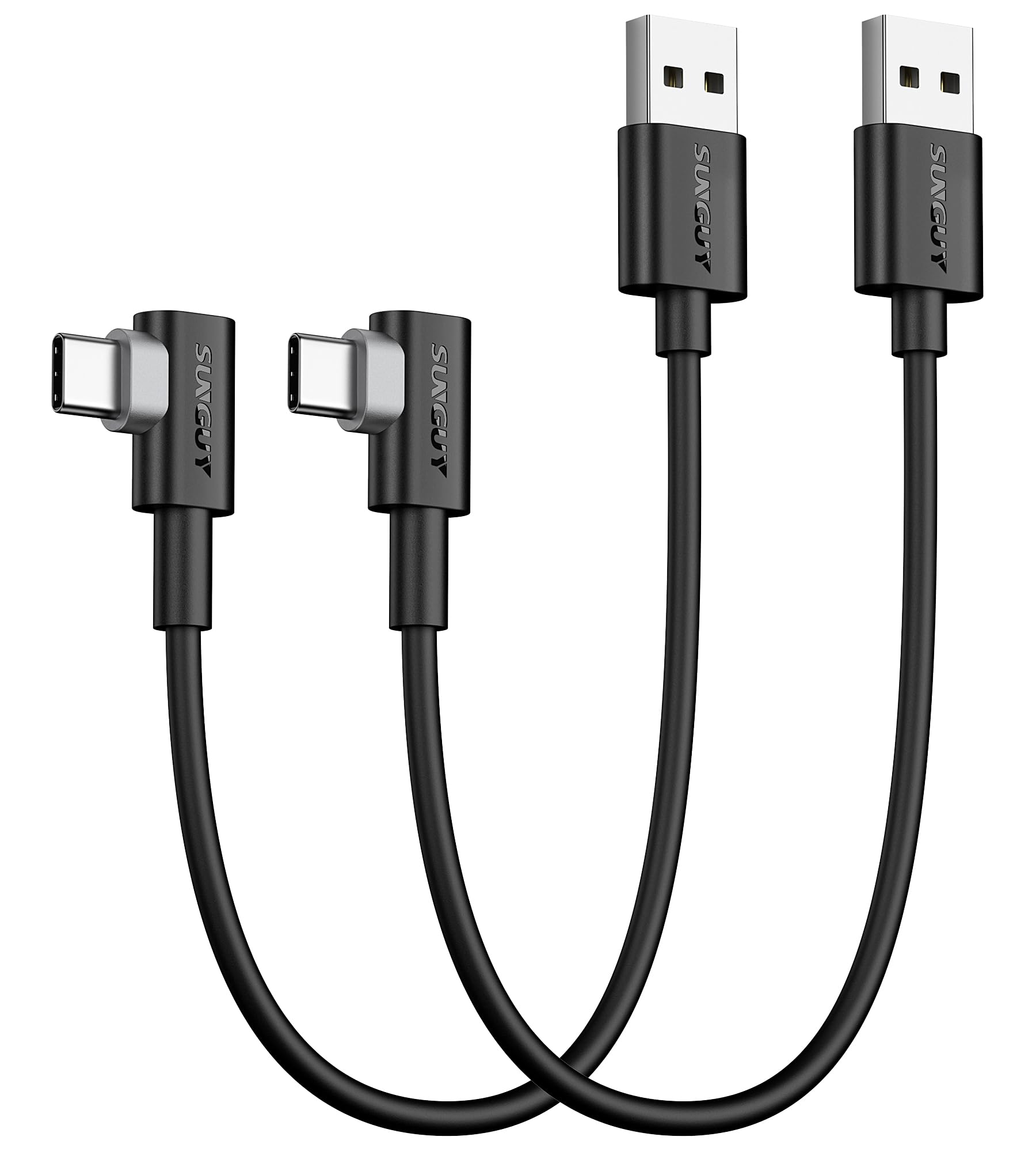 Photo 1 of SUNGUY USB C 90 Degree Cable 1FT, 2-Pack Right Angle 3A USB 2.0 Type C Fast Charge & Sync Cord Compatible with Samsung Galaxy S20 S10 S9 S8 Plus S10E, A10e A20 A50 A51 A71, Note 20 10, Moto G7 G8