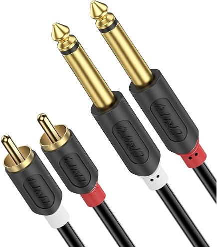 RAWAUX Cavo Audio RCA 1M Cavo Stereo 2 RCA Maschio a Maschio Placcato in Oro 24K Cavi 2RCA Audio Alta Qualità di Giunzione e Intreccio per Home Cinema, Sistema Hi-Fi, Altoparlante, Amplificatore
