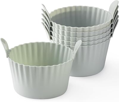 Bakecat Ramekins for Air Fryer Grey Pack of 6 Large Muffin Moulds
