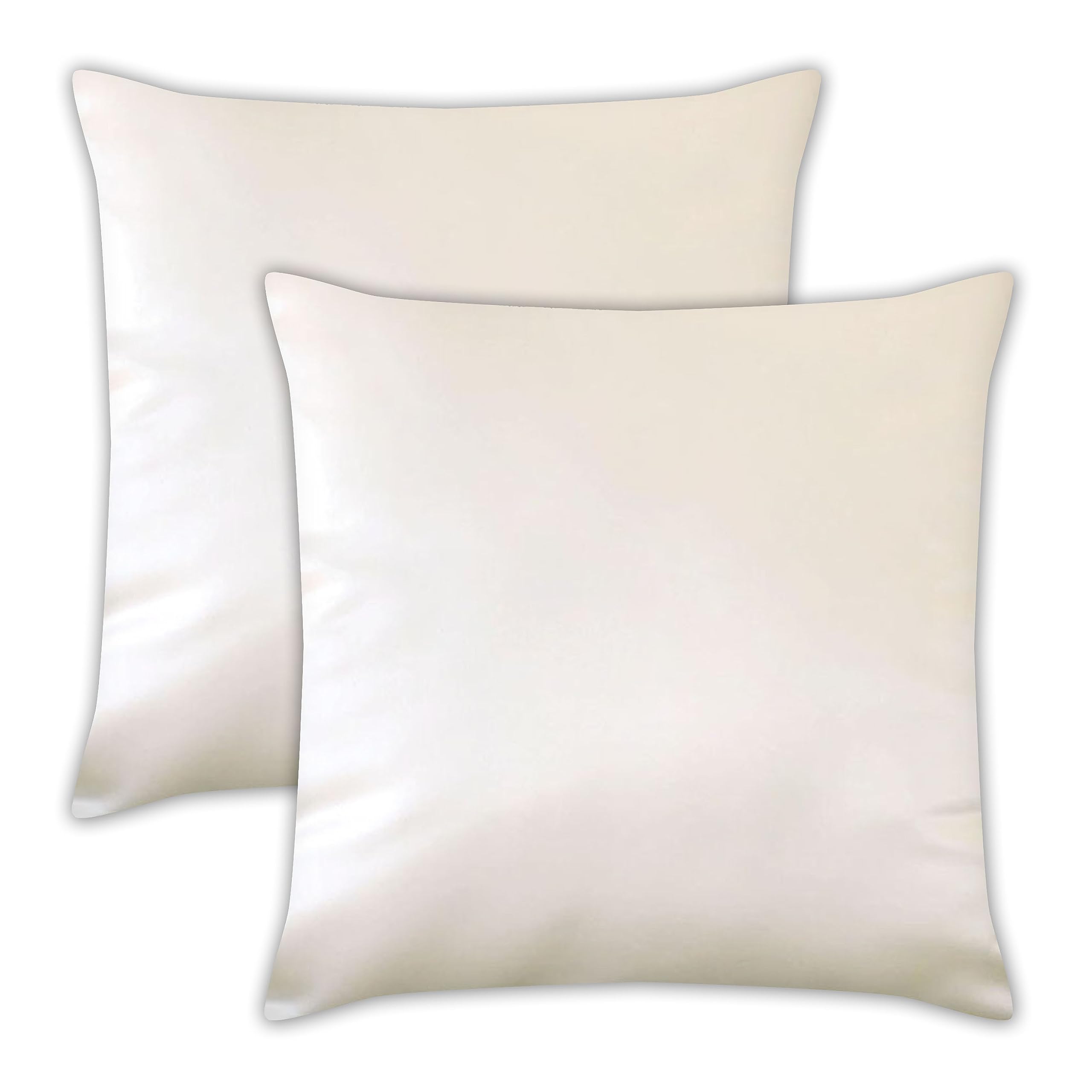 Photo 1 of AVKA Studio Heavy Quality Satin Throw Pillow Covers - Off White - Set of 2-20x20 Decorative Pillow Covers - with Lining and Zipper Closure - Faux Silk Luxury Toss Pillow for Couch Sofa - No Insert