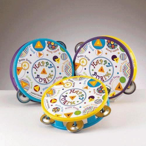 Rite Lite Happy Purim Tambourine Noisemaker - 1/ea. - Colors Vary