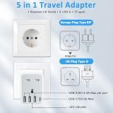LBSC European to UK Plug Adapter with 1 USB-C & 3 USB-A Ports view 2