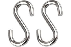 FDKJEJC 2 Pack 3.3-Inch Heavy Duty S Hooks, 304 Stainless Steel Swing Hammock Hooks, Maximum Load Capacity 557 lbs