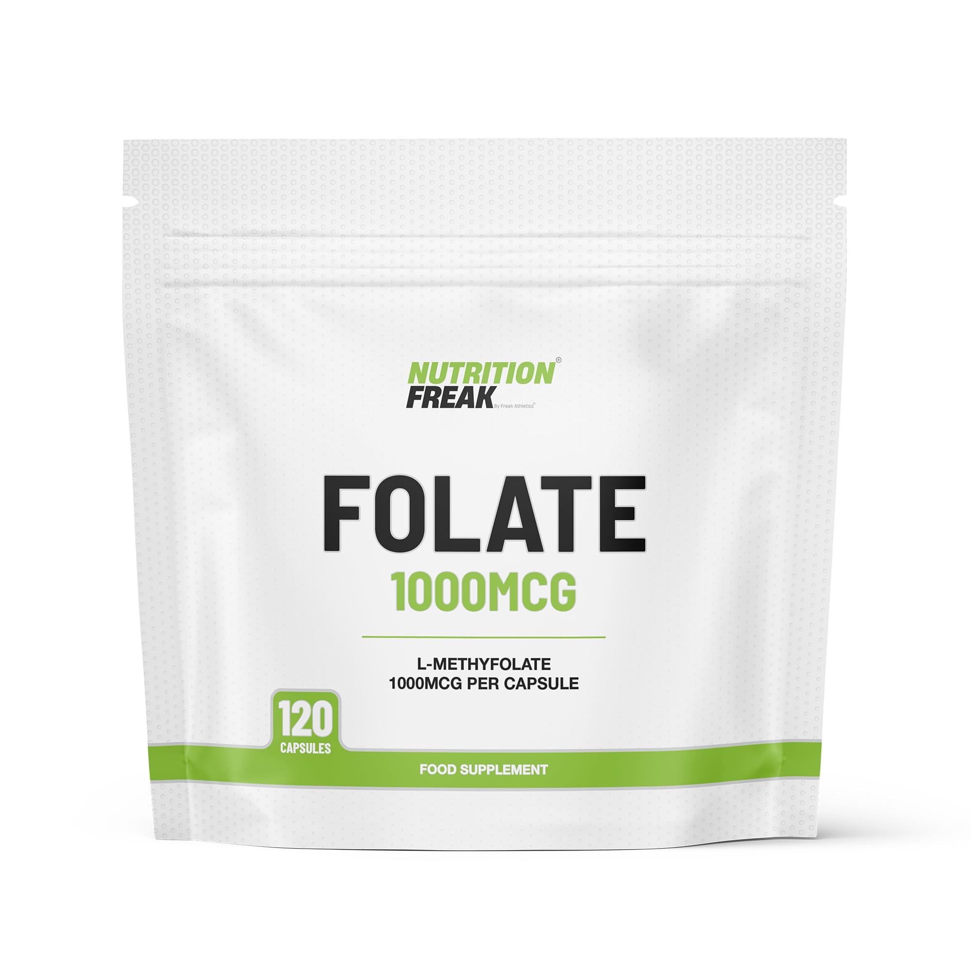 Folate 1000mcg (L-Methylfolate) 120 Capsules, 5-MTHF Active Form of Folic Acid/Vitamin B9