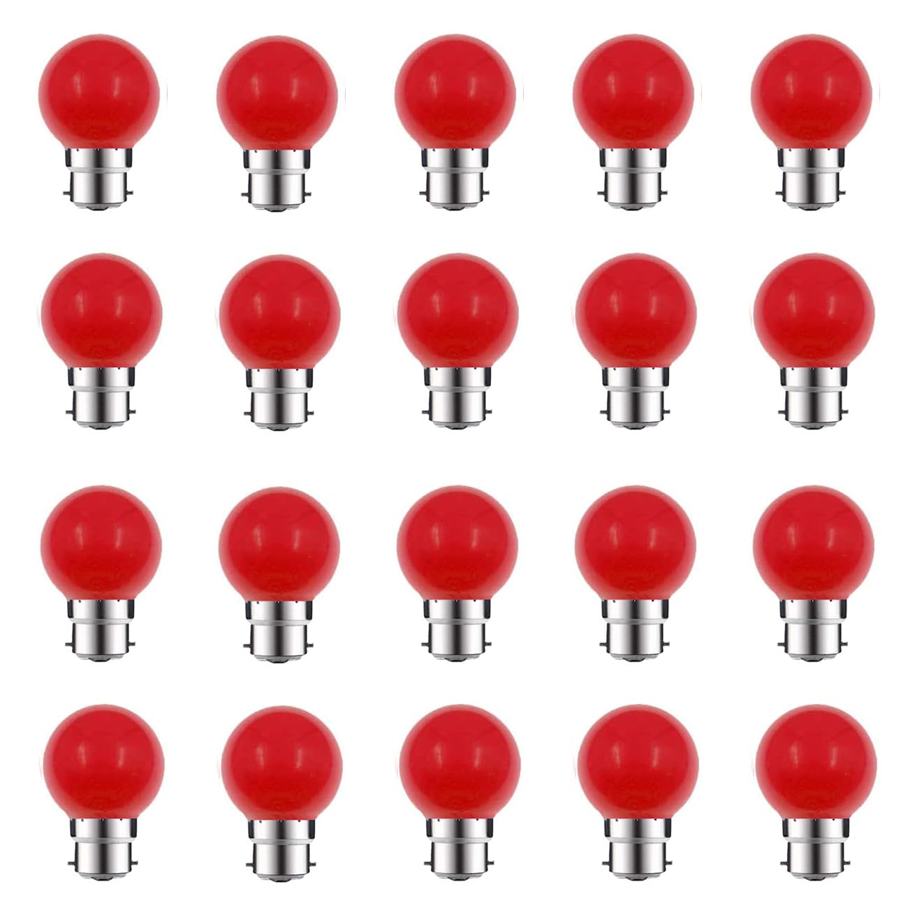 ZFQ 20 Pack B22 Bayonet Colored LED Light Bulbs 2W G45 Golf Ball Mini Globe Bulb Lighting Bulbs,Red for Outdoor Indoor String Patio Garden Party Christmas, Tree, Fairy Party Night Lights