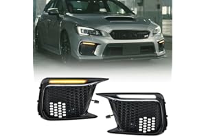 NSLUMO Amber Sequential Turn Signals Switchback White LED DRL Fog Bezels Compatible with 2018-2021 Su'baru WRX STI