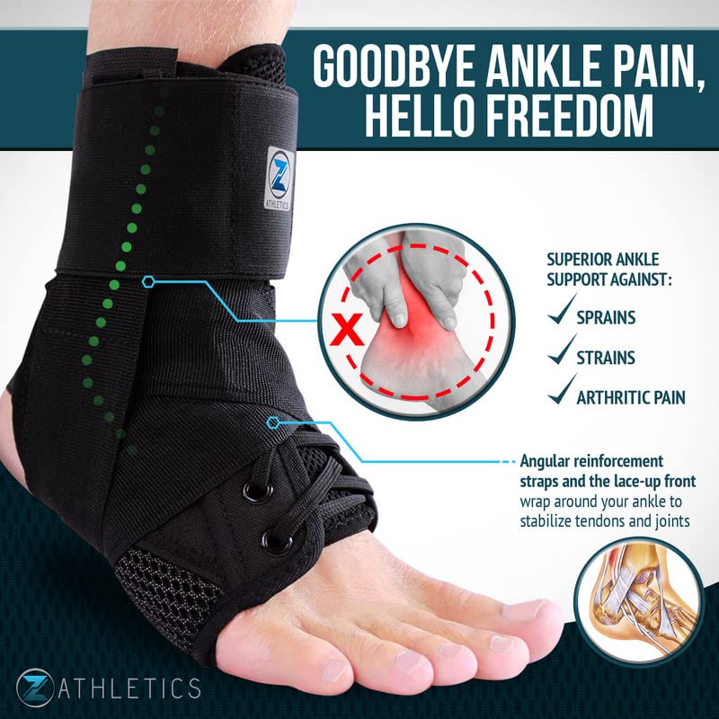 Z ATHLETICS Zenith Ankle Brace, Lace Up Adjustable Support for