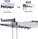 Trintion 3 Tier Adjustable Clothes Drying Rack with Casters & Wings view 4