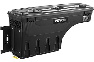 VEVOR Truck Bed Storage Box, Lockable Lid, Waterproof ABS Wheel Well Tool Box 6.6 Gal/20 L with Password Padlock, Compatible with Super Duty 2017-2021, Driver Side, Black