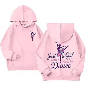Kelxjia Girls Cute Graphic hoodies Kids Just A Girl Who Loves to Dance Sweatshirts Preppy Ballet Sweater Aesthetic Pullover