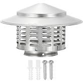 PATIKIL 3" Chimney Cap, 304 Stainless Steel Round Chimney Cover Cap Hood Screen Roof Vent with Screws for Fireplace Exhaust Exterior Stove Pipe