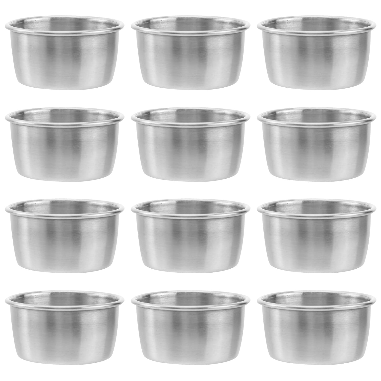 BESTonZON Stainless Steel Ramekin, 12PCS Metal Dipping Sauce Cups, Reusable Round Butter Dressing Cups for All Hot and Cold Sauces