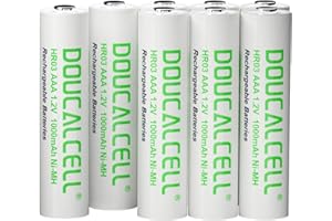Doucalcell Ni-MH Rechargeable AAA Batteries 8 Pack, 1000mAh High Capacity Triple A Batteries, Recharge up to 1200x Times, 1.2V Ultra-Long Lasting Pre-Charged AAA Battery with Low Self Discharge