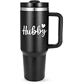 Wifey & Hubby Tumblers Set for Couples, Bride & Groom Stainless Steel Insulated Tumbler with Straw & Handle, 40 oz Travel Mug Tumbler for Engagement Wedding Gifts, Cups for Bridal Shower Anniversary