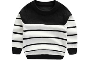 Peecabe Toddler Baby Cable Knit Sweater for Boys Long Sleeve Crewneck Striped Cotton Pullover Sweatshirt Fall Winter 1-5T