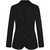 LADI TREND Women's Blazer Jackets Business 2-Button Open Front Long Sleeve Notch Collar Office Work Pocket Blazers