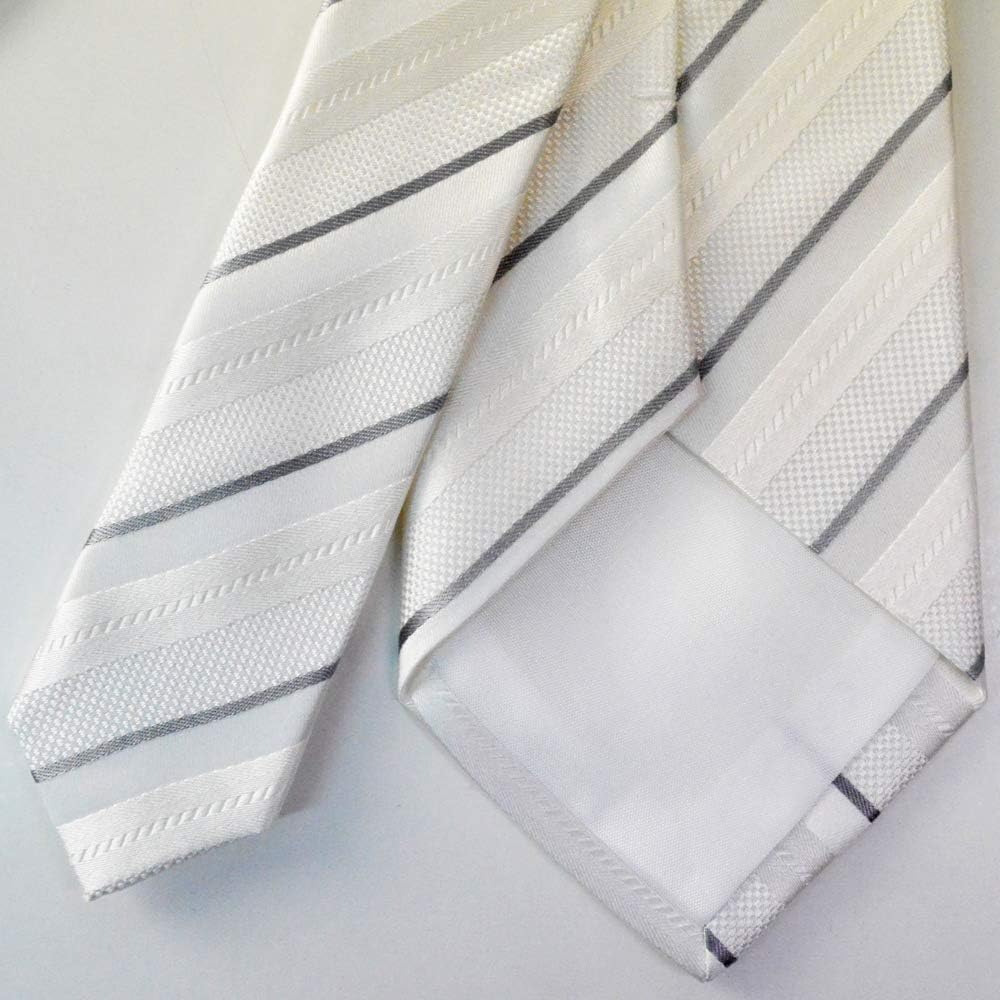 Amazon 日本製フォーマルネクタイ ポケットチーフ ケース付き 21 ビジネス 結婚式 二次会 パーティー 収納ボックス付 ホワイトストライプ ネクタイ 通販