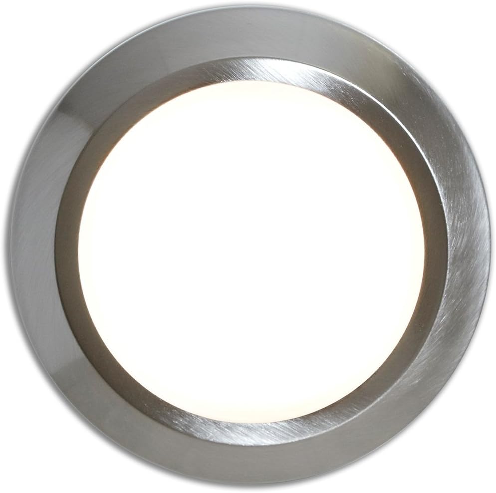 New Round Flush Mount Thin Ceiling Light |  LED Disc Shaped Thinnest Round Dimmable Lighting Fixture | Direct Wire Lights | No Drywall Work Required |  3000K Bright White | 8" Brushed Nickel - - 