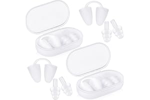 Tellegloww 2 Set Nose Clip Ear Plugs for Swimming, Adults Silicone Waterproof Swim Nose Clip Earplugs with Storage Box for Ad