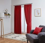 John Aird Blackout Curtains Pencil Pleat with Tie Backs Red 90 x 72 in 2 Panels view 2