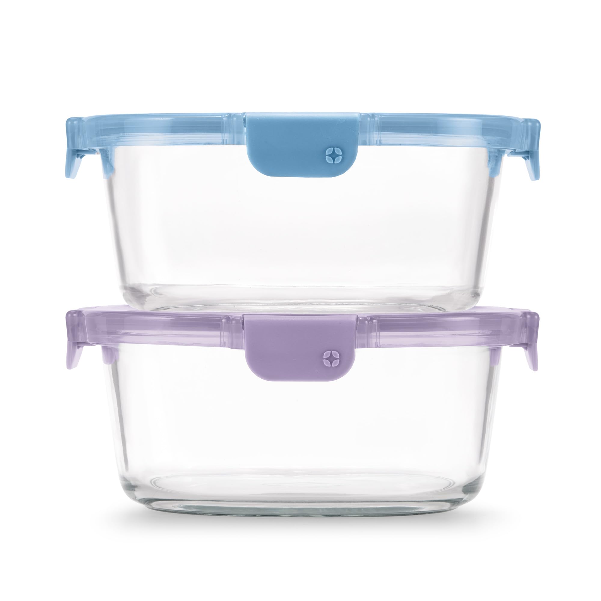 Ello Color Lock 7 Cup 4PC, 2 Pack Glass Meal Prep