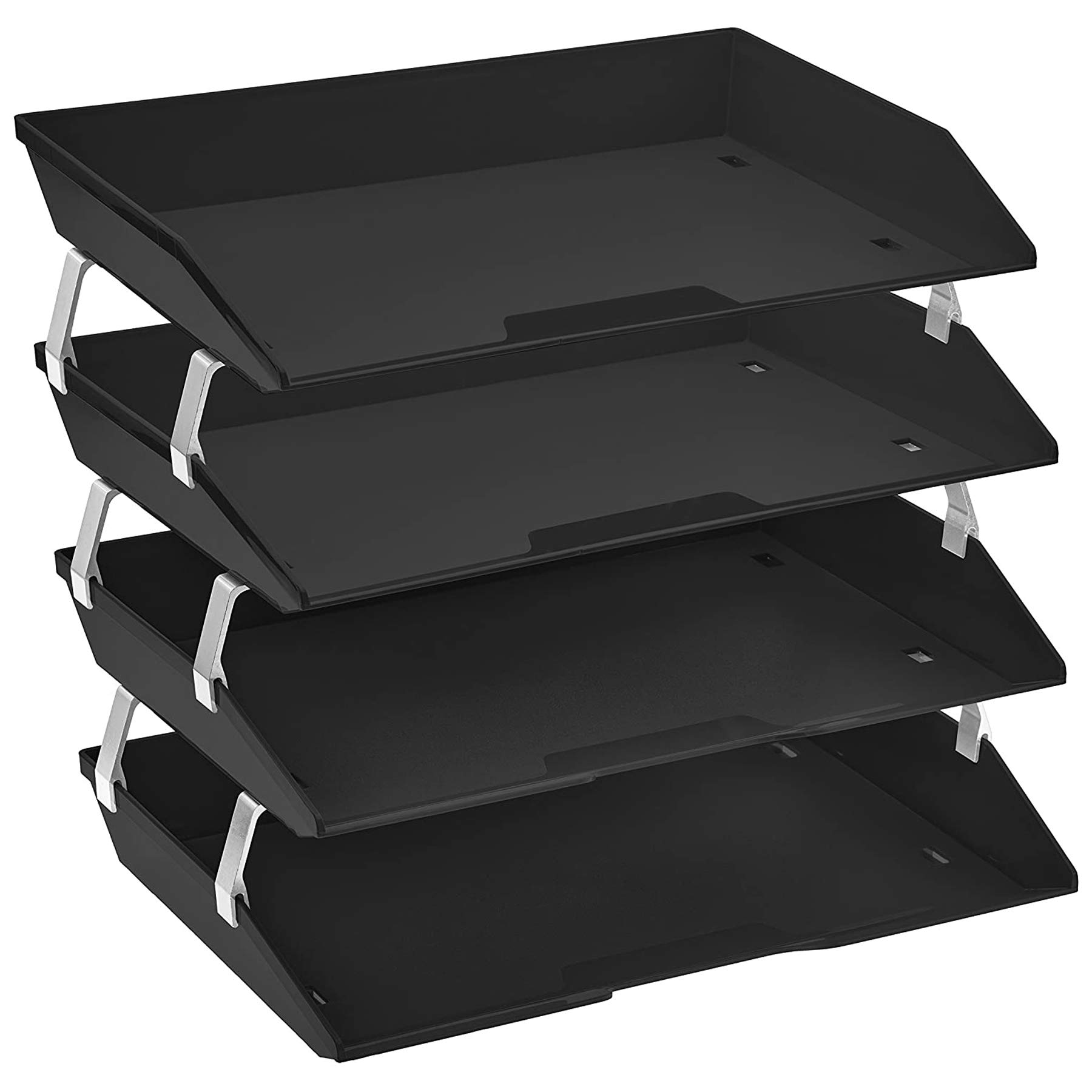 Acrimet Facility 4 Tier Letter Tray, Side Load, Letter Size/A4, Desktop File Organizer, Plastic (Black)
