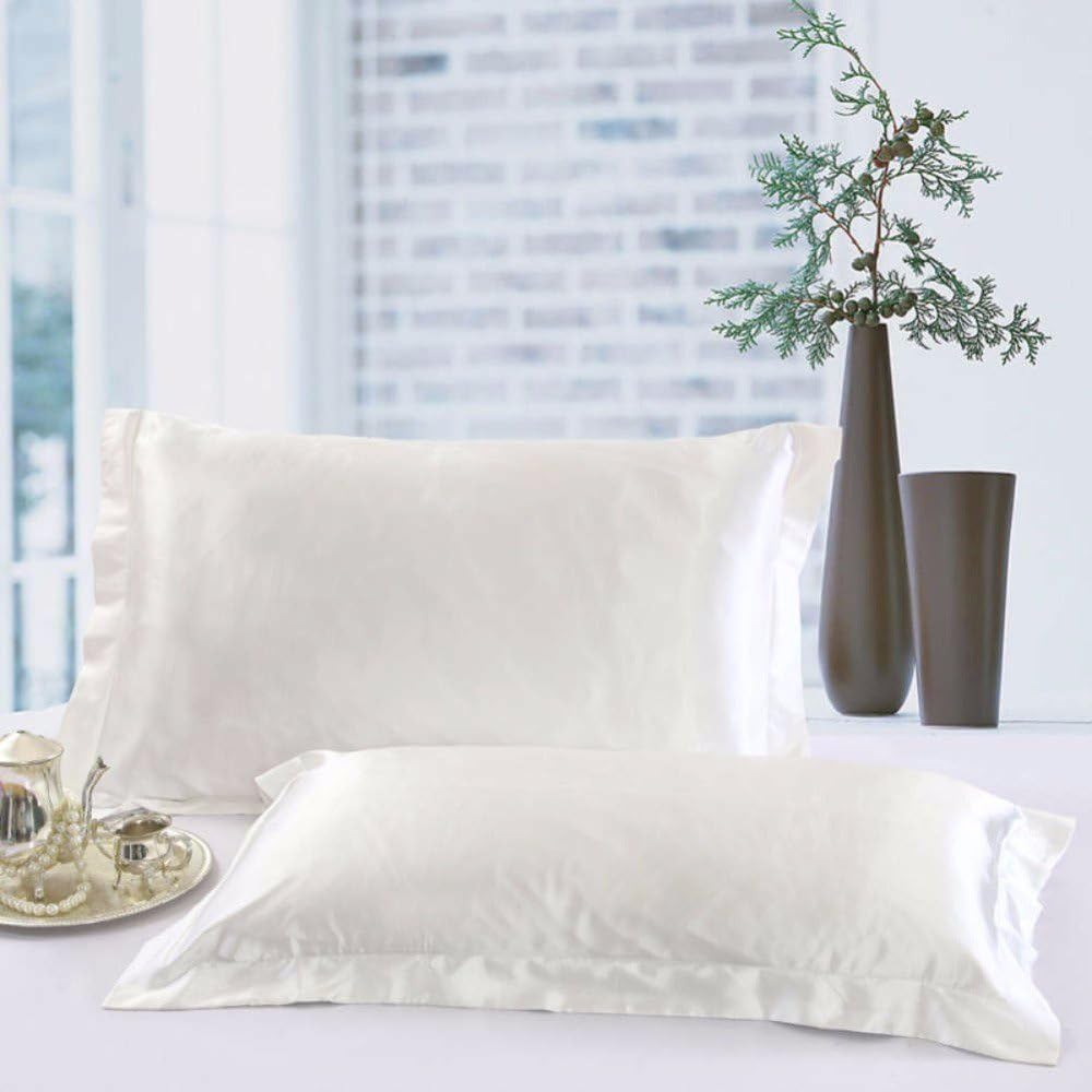 New_Soul 1 Pair Silk Satin Pillowcase Cover for Hair White Skin and Facial Care Underside 54 cm x 84 cm, Silver, 54 x 84 cm - Image 4