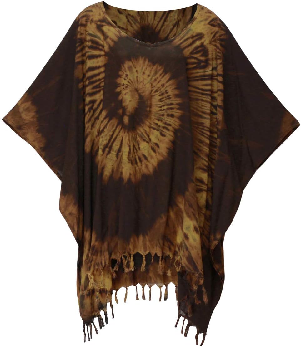 DP FashionATM Tie Dye Blouse Caftan Kaftan Poncho Cover Up Spiral Plus Size Handmade