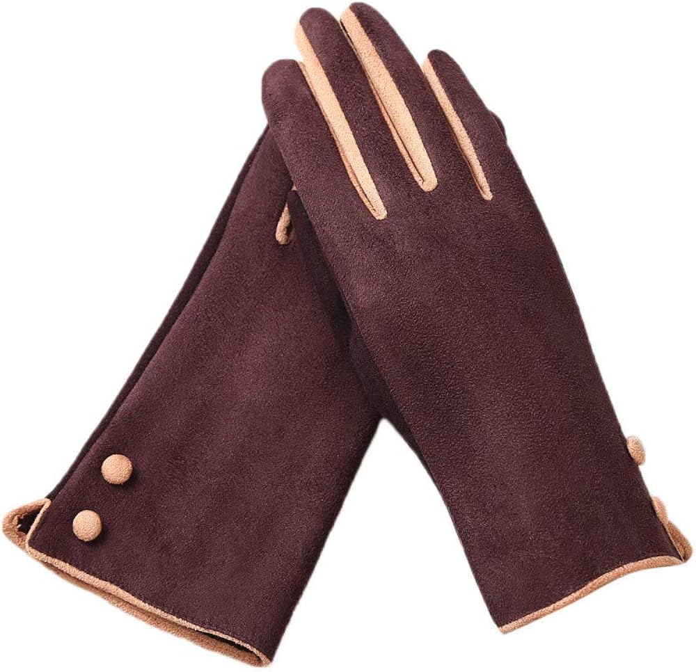 Faux suede Women Gloves, Mimihuhu 019A Women'S Warm Gloves Brown(Brown