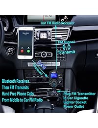 Fortuna transmisor FM para coche receptor Bluetooth para coche, reproductor de mp3 con micrófono ranura para tarjeta TF AUX IN OUT Cargador USB Kit de coche móvil de transferencia música llamada  Navegación para Coche Radio FM visualización de 1.44