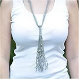 COOSTUFF ANNAVintage long necklace with Tassel pendant Jewelry Grey necklaces for women