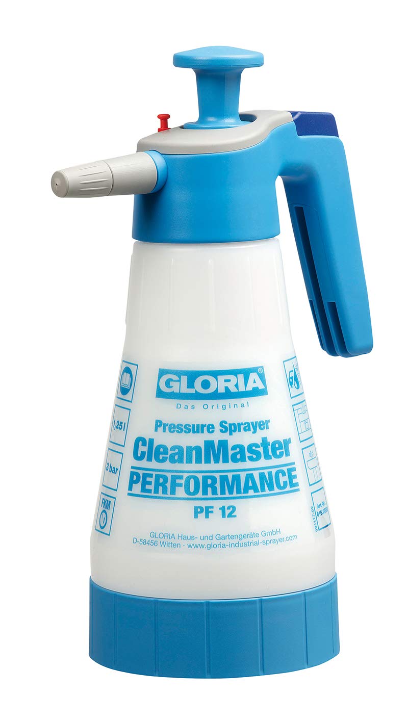 GLORIA CleanMaster PERFORMANCE PF 12 Pressure Sprayer | 1.25 Litre Filling Capacity | For Cleaning and Disinfecting | Oil-Resistant, Blue, Handheld Plastic Sprayer โ image 1