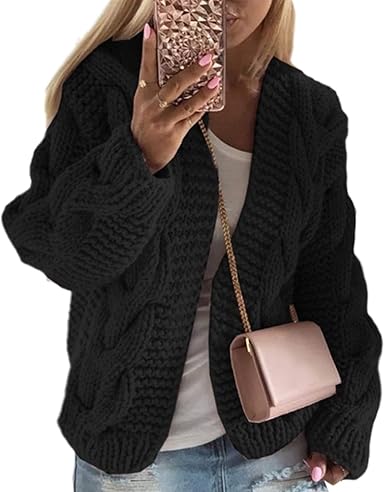 chunky knit cardigan short