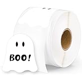 Whaline Halloween Ghost Direct Thermal Labels Cute White Ghost Label Stickers Self-Adhesive Printer Decals for DIY Candle Name Tag Logo Design, 500 Pcs