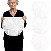 Florith Adult Diaper Cover Plastic Pants, Washable Reusable Waterproof Underwear, Rubber Pants for Adults with Leak Protection, Adjustable Briefs for Incontinence Care​ (White, Large)