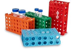 CryoKing 4 Way Tube Rack, Lab Tube Holder for 5ml/10ml/15ml/50ml,Polypropylene, Assorted Colors (Blue, Green, Red, Orange), P